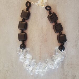 Chic Black and Clear Beaded Necklace